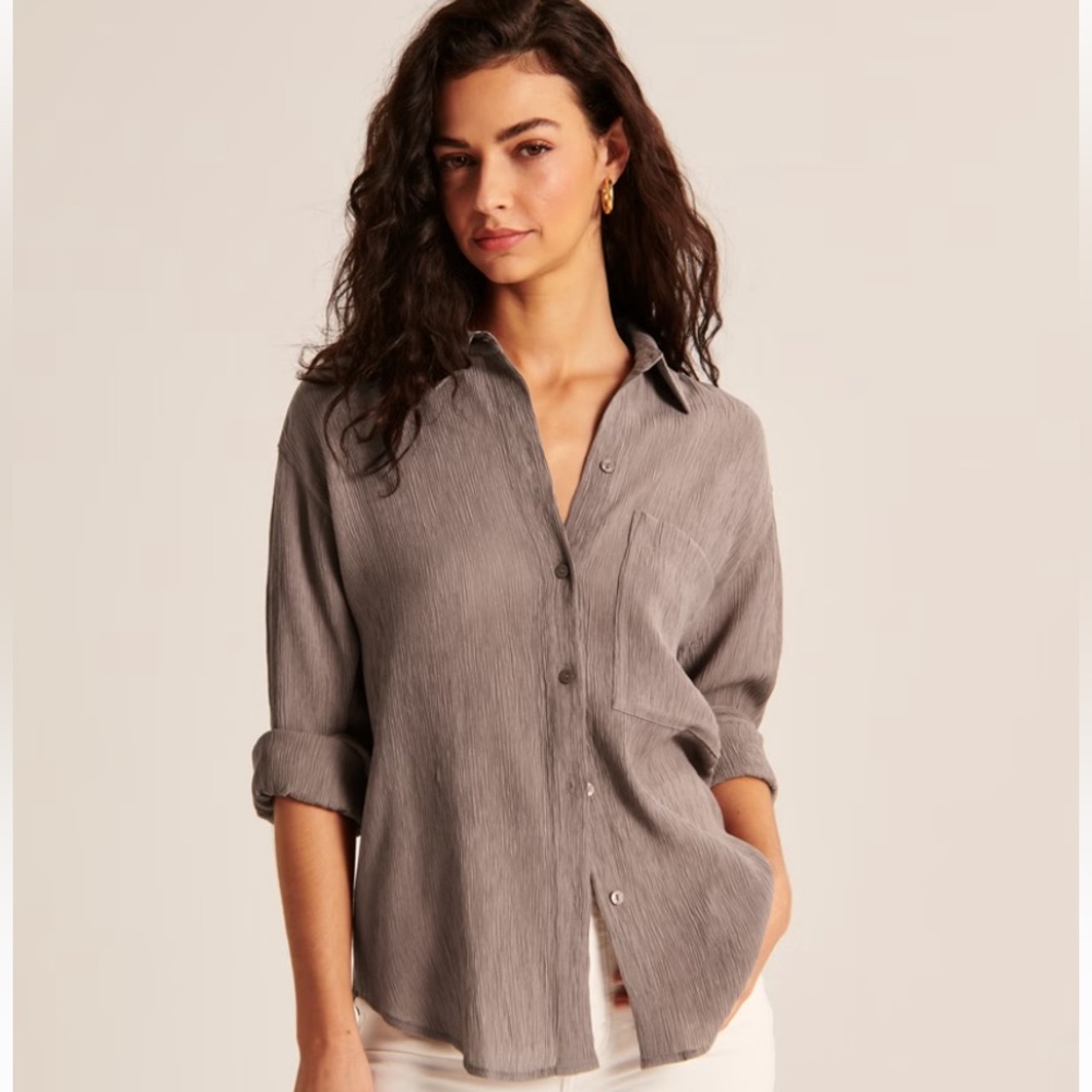 Abercrombie Oversized Crinkle Rayon Shirt